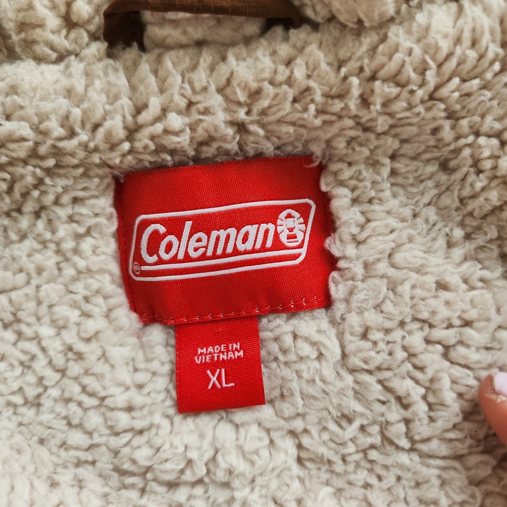 Coleman Mens Brown Sherpa Lined Full Zip Hoodie Jacket XL Mixed Media Outdoor - Picture 3 of 9